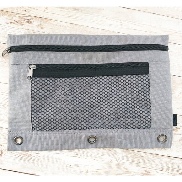 Staples 3-Ring Zipper Pouch Gray Binder Accessory Pencil Case Organizational - Picture 1 of 9